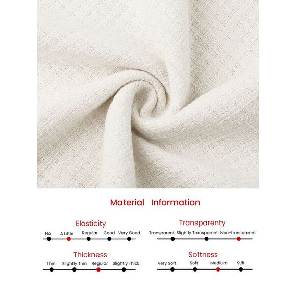 A-Line Tweed Long Sleeve Vintage Work Flare Dresses White - Picture 5 of 6